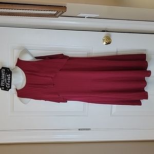 Ivanka Trump Crepe Flutter Dress Small Dark Red Sleeveless